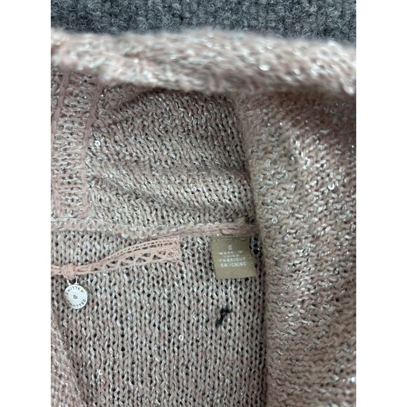 Knitted & Knotted Anthropologie Cashmere Sweater Women's Small Metallic Open - Picture 3 of 8